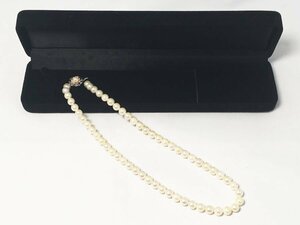 本真珠 パール ネックレス 約42.5cm 留め具(表記SILVER) 約6.8mm～7.1mm 総重量約33.6ｇラウンド クリーム系