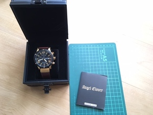 美品 付属品付 ANGEL CLOVER エンジェル クローバー EVC46 クロノグラフ ゴールド×ブラック 純正ベルト クオーツ メンズ 腕時計 K43 