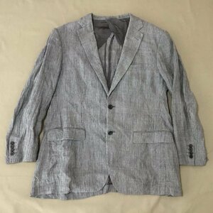 ■BURBERRY LONDON バーバリー ロンドン ジャケット 麻 春夏 長袖 上着 シングル ボタン 三陽商会 メンズ グレー / 0.58kg■