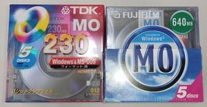 日本製　MOディスク　TDK製230MB 5枚　＋　富士フィルム製640MB 5枚 未開封・未使用・動作未確認・ジャンク品・送料無料
