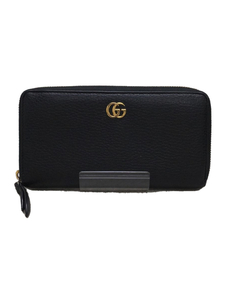 GUCCI◆456117 496334/プチマモート/長財布/レザー/ブラック/無地/レディース/ラウンドジッ