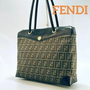 FENDI　フェンディ　トートバッグ　ズッカ柄　FF 金具　ゴールド　ビンテージ　レディース　かばん　1円〜