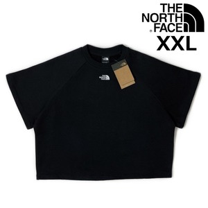 1円～!売切!【正規新品】THE NORTH FACE W S/S FELTED FLEECE CREW スウェット US限定 ロゴ刺繍 上質 厚手 ショート丈(XXL)黒 181130-10