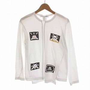 コムデギャルソンシャツ COMME des GARCONS SHIRT インベーダー Invader アシンメトリー Tシャツ カットソー 長袖 S 白 ホワイト FJ-T005
