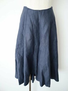 【送料込】MADISON BLUE マディソンブルー PANEL FLARE SKIRT LINEN TWILL スカート ネイビー S リネン100% 定価78,100円 日本製/6437589