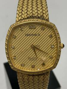 #12157 BRONICA ブロニカ excellent エクセレント BJ-1041DX クォーツ 腕時計 ゴールドカラー 動作未確認