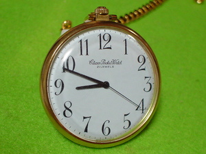 珍品　アンティーク　手巻き式　２１石　CITIZEN　POCKET　WATCH　提げ時計　ゴールド　JAPAN