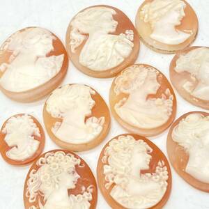 ■カメオおまとめ■m約25g 125ct ルース 裸石 彫刻 貴婦人 stone CAMEO カメオ ジュエリー アンティーク シェル Shell 