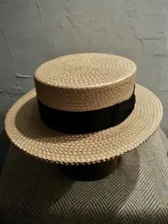 30s Vintage Hopkins Boater Hat 1/4 58cm