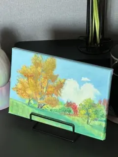 「秋の恋」　手描き　油絵　風景画　原画
