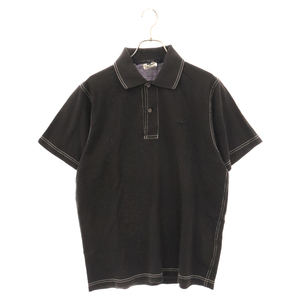 ジュンヤワタナベ コムデギャルソン AD2006 ×LACOSTE 鹿の子 ワンポイント半袖ポロシャツ WS-T009 ブラック
