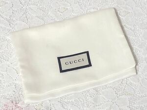 グッチ「GUCCI」小物用保存袋 現行 (3839) 正規品 付属品 内袋 布袋 フラップ型 ホワイト 布製 ナイロン生地 14×10cm キーケース用 