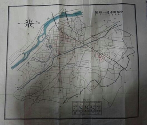 昭和6年頃 地図[中原町水道一般図]神奈川県橘樹郡中原町/現在の川崎市中原区/南武線国有化前