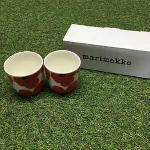 GX1598 MARIMEKKO マリメッコ UNIKKO ウニッコ 067849-001 ラテマグカップ 2個セット食器 ホワイト.レッド 未使用 保管品 コップ