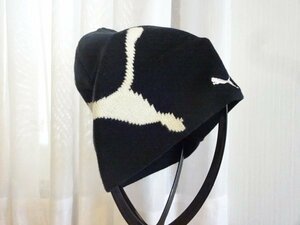 ／PUMA／プーマ　キッズ帽子　男女兼用　黒色模様付ニット帽　サイズ４４cm〜４６cm　キャップ　帽子