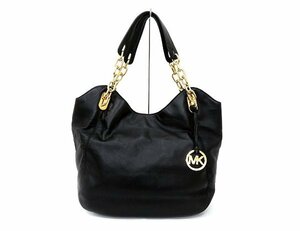 MICHAEL KORS/マイケルコース Lilly レザー チェーンバッグ 肩掛け トートバッグ ハンドバッグ MK ブラック