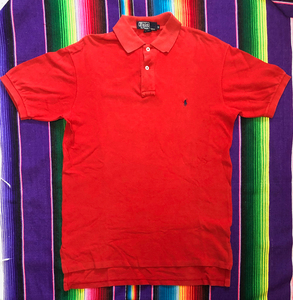 90’s USA製 Polo Ralph Lauren(ポロ ラルフローレン) ポロシャツ 赤 S(実寸:USAサイズ M相当) VINTAGE(ヴィンテージ) アメリカ製 RRL