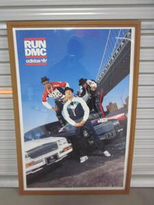 当時物　非売品　８０年代　RUN DMC adidas アディダス　ポスター額入り　看板 