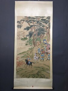 ◆古寳堂◆真作・中国書画『明代画家仇英・人物画・六尺中堂画・宣紙』肉筆紙本・掛け軸・書画立軸・中国美術・コレクター必見