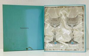 1円〜！TIFFANY&Co ティファニー Tiffany フローレット ワイングラス ペア クリスタルガラス 2客未使用 保管品 箱付き