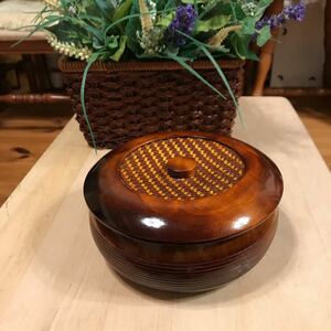 1227-8 くりぬきの菓子鉢　おうちカフェ 　日本製　煎茶道具 木製 漆器