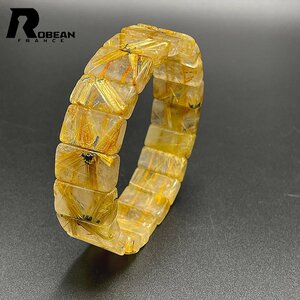 上品 EU製 定価17万円★ROBEAN・太陽花タイチンルチルバングル★黄金針水晶 ゴールド ブレスレット パワーストーン 17.5*11*6.3mmm C506473