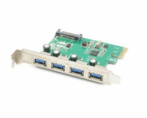 ◇AREA SD-PEU3R-4E 4ポートUSB3.0 インターフェイスカード PCIe x1 動作確認済