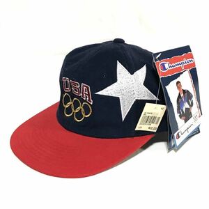 【Dead Stock】90s Champion USA CAP 1996 チャンピオン vintage チームアメリカ ドリームチーム ロゴキャップ フリーサイズ 紺 赤 新品