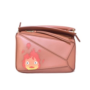 ロエベ LOEWE ハウルの動く城 Calcifer Mini Puzzle Bag In Satin Calfskin Rust サテン カーフスキン カルシファー ミニ パズル バッグ