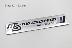 【送料込・在庫有】MAZDA SPEED(マツダスピード) エンブレムプレート 青 縦2.６cm×横12cm 金属製 MS　