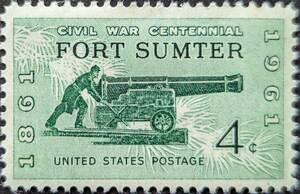 【外国切手】 アメリカ合衆国 1961年04月12日 発行 南北戦争100周年 - サムター要塞への砲撃 未使用