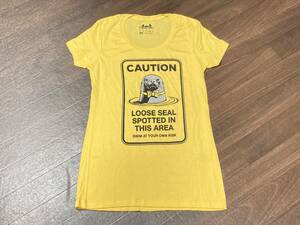 送料込み HEADLINE SHIRTS プリント Tシャツ TEE 黄色系 アザラシ (M) アメカジ ヘッドラインシャツ 未使用 アメリカ古着