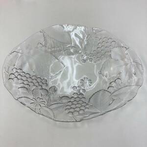 ＃10982　盛皿　大皿　丸皿　ガラス製　食器　洋食器　フルーツ大皿　果物皿　透明　縦幅×横幅：約34cm×42cm・高さ：約6cm 