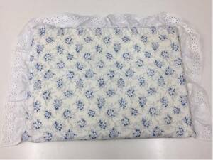 【新品】 ベビーまくら キッズ枕 枕カバー付き 日本製 レース 花柄 子ども枕 上品オシャレ柄　白地ブルー花柄
