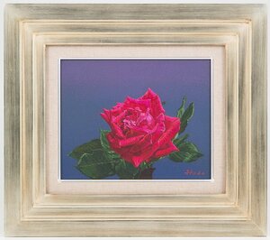 【1on1】真作 羽田裕 『五月の薔薇』 油彩 キャンバス 3号 2003年 額装 ／ リアリズム人気画家