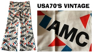 未使用デッドストックUSA70’Sビンテージ★AMCモノグラム・イージーパンツ★フレア★79～84