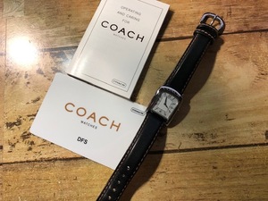 AK1216 冊子ギャラ付 良品程度 COACH コーチ SWISS MADE レガシー シルバー ステッチロゴ入純正革ベルトW022A クオーツ レディース 腕時計