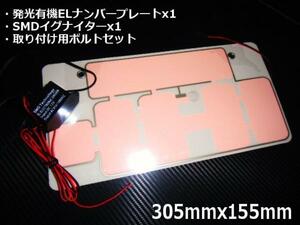 12V 車検対応 EL 字光式 ナンバープレート 軽/普通車 同梱無料