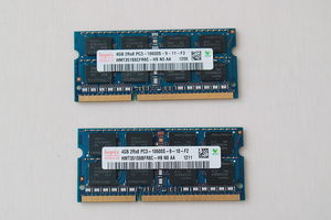 hynix PC3-10600S (DDR3-1333) 4GB x 2枚 合計8GB SO-DIMM
