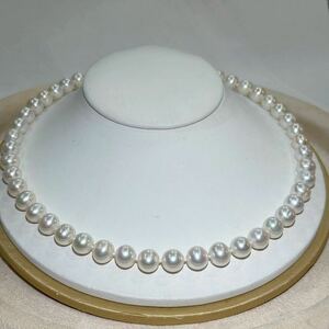 花珠級本真珠ネックレス9mm 天然パールネックレス　ホワイトピンクグリーン42cmPearl necklace jewelry 