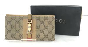 【SM1012】GUCCI グッチ ジャッキー シェリーライン GG柄 キャンバス レザー 035 2031 2134 長財布 二つ折り ウォレット お札入れ 箱付き