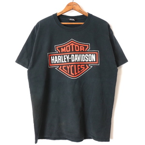 Hanes■HARLEY DAVIDSON ルート６６ ロゴプリントTシャツ ブラック/M程度 ハーレー 00S