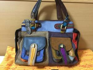 新品★JAMIN PUECH★ジャマンピュエッシュ★マルチカラーレザーバッグ★パッチワークバッグ★