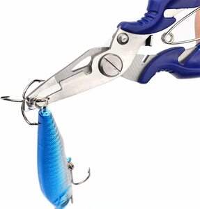 釣り用ペンチ　釣りプライヤー　釣り具　鋏　釣りの必需品　割人間工学に基づいた握りやすいグリップ 青 ;ZYX000141;