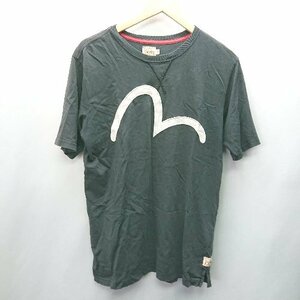 ◇ Evisu エヴィス クルーネック シンプル カジュアル 半袖 Tシャツ サイズL ブラック メンズ E