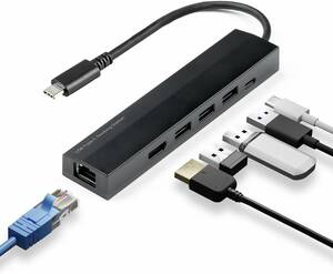 イーサプライ ドッキングステーション 6-in-1 USB-Cハブ 4K対応 HDMI 有線LAN PD100W 急速充電 5Gbps ケーブル長15cm EEX-HBC01BK