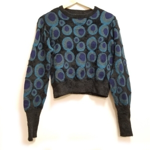 デシグアル Desigual 長袖セーター/ニット サイズS - 黒×ブルー×ネイビー レディース クルーネック/ドット柄 トップス