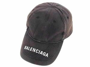 1円 BALENCIAGA バレンシアガ コットン100% キャップ 帽子 サイズ L 59 メンズ レディース ダークブラウン系 AW6284