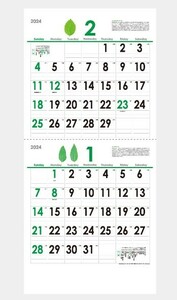 2024年 壁掛けカレンダー エコグリーンカレンダー(2ヶ月) ☆ＹＫ-652　新品