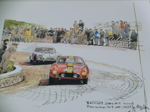 bowイラスト-079/ ミッレミリア フェラーリ250GT VS ポルシェ356GT / Mille-miglia Ferrari250GT VS Porsche356GT/